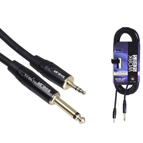 S.WIELER 6.3 mm Mono-3.5 mm 5 Metre Stereo Kablo SMS-5M