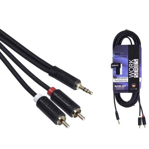 S.WIELER 2 x Rca - 3.5 mm 5 Metre Stereo Kablo SR2S-5M