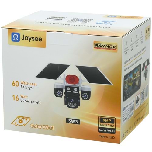 JOYSEE 6 MP Kamera Solar Panelli Üç Lensli 2,4 GHz Wi-Fi Bağlantısı PTZ Kamera SW-3
