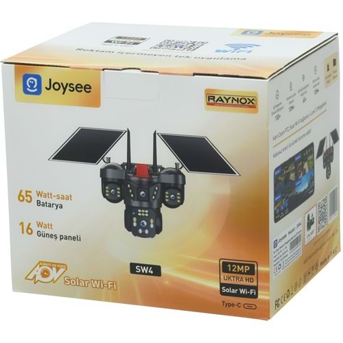 JOYSEE 8 MP Kamera Solar Panelli Dört Lensli 2,4 GHz Wi-Fi bağlantısı PTZ Kamera SW-4