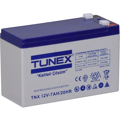 TUNEX 12V 7A Gri-Mavi Kuru Bakımsız Akü TNX-12V7A