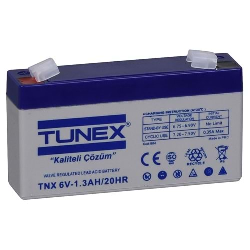 TUNEX 6V 1,3A 0,29 Kg Kuru Bakımsız Akü (97*24*51*57 Mm) TNX-6V1,3A