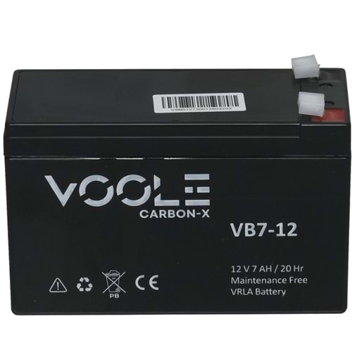 VOOLE 12V 7A Siyah Kuru Bakımsız Akü VB-12V7