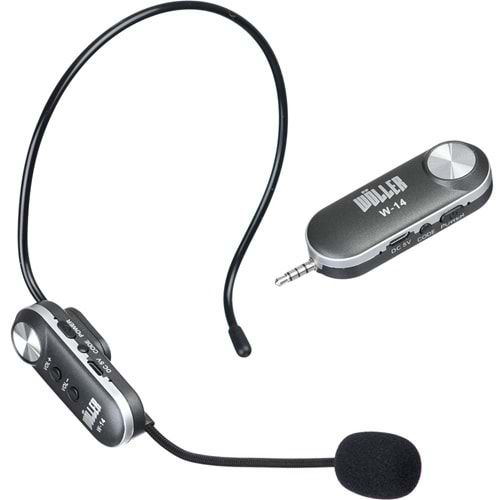 WÖLLER UHF Tek Headset Şarjlı Kablosuz Mikrofon W-14 H