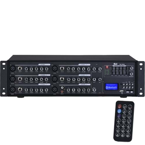 WÖLLER 2X500W 100V 6 Kanal Usb-Sd-Bt Amfi W-2500