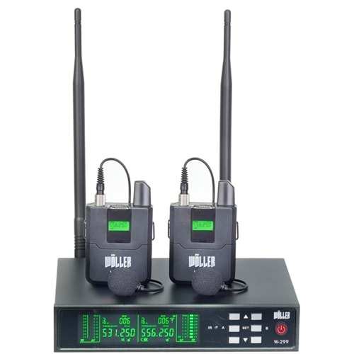 WÖLLER UHF İki Yaka Kablosuz Mikrofon W-299 YY