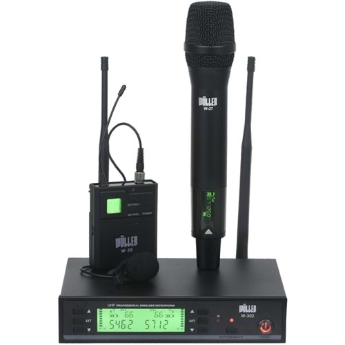 WÖLLER UHF 1 El 1 Yaka Anti Feedback Dijital Kablosuz Mikrofon W-302 EY