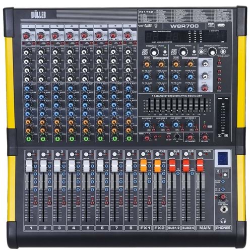 WÖLLER 8 Kanal 2X350W Usb-Bt Power Mixer W8-R700 FX