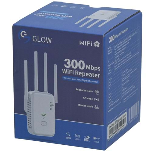 GLOW 300 Mbps 4 Antenli Wi-Fi Sinyal (Repeater) Güçlendirci WR-29Q