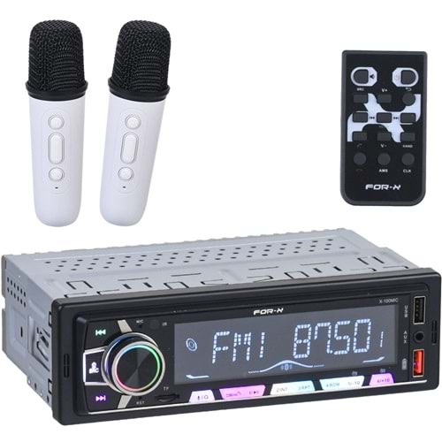 FOR-X Usb+Sd+Fm Bt Karaokeli Oto Teyp X-100 MIC
