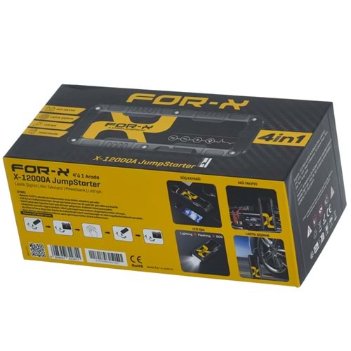 FOR-X 12000mAh 1600A Akü Takviye Cihazı ve Lastik Şişirici X-12000A