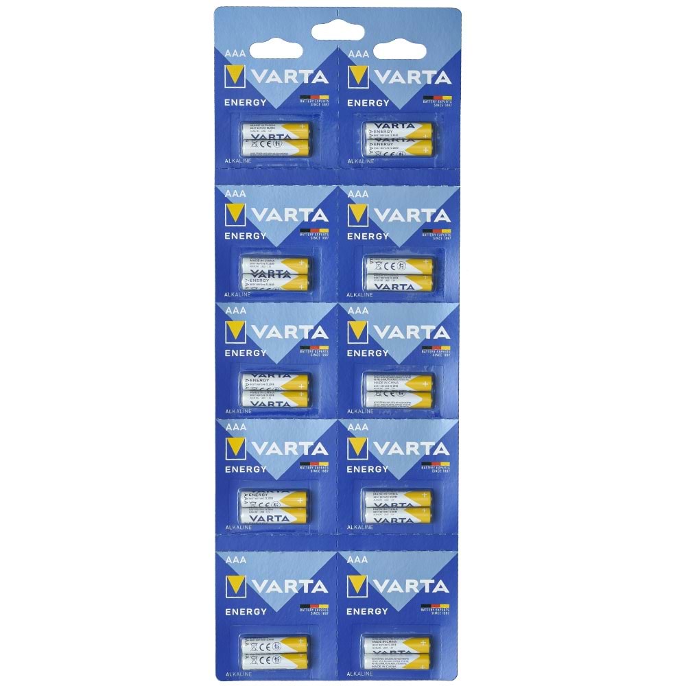 VARTA AAA Energy Alkalin Kalem Pil 20 Li Kartelada 2 Li Blister 4103229482