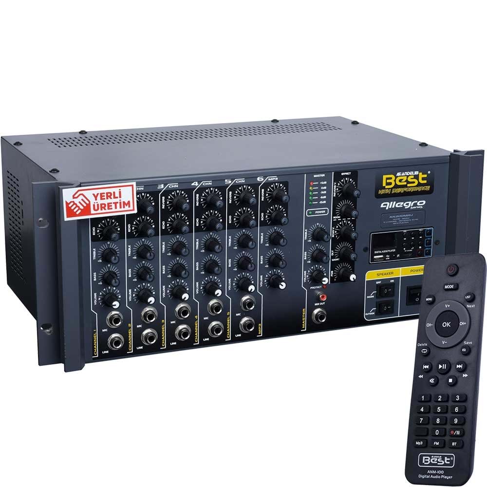 BEST 6 Kanal 300W İç-Dış Ekolu Ve Reverbli Mono Amfi AN-300 MR
