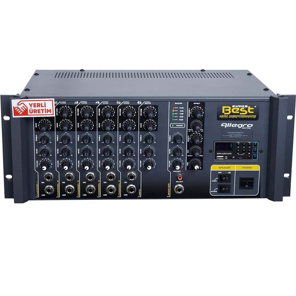 BEST 6 Kanal 300W İç-Dış Ekolu Ve Reverbli Mono Amfi AN-300 MRU
