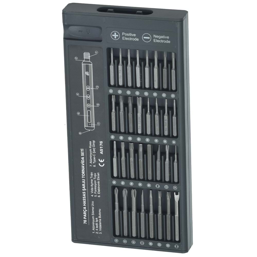 ALPSMART 76 Parça Hassas Şarjlı Tornavida Seti AS-176