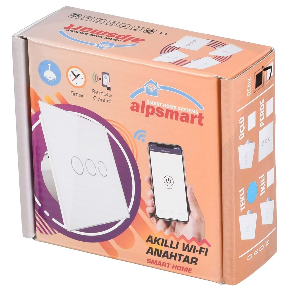 ALPSMART Wifi Akıllı Lamba Anahtarı Tekli AS-871 EU