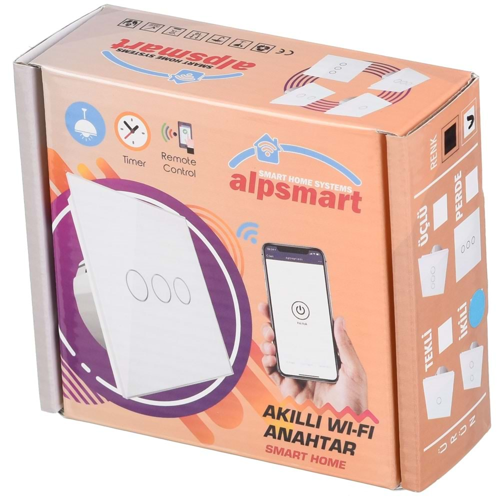 ALPSMART Wifi Akıllı Lamba Anahtarı İkili AS-872 EU