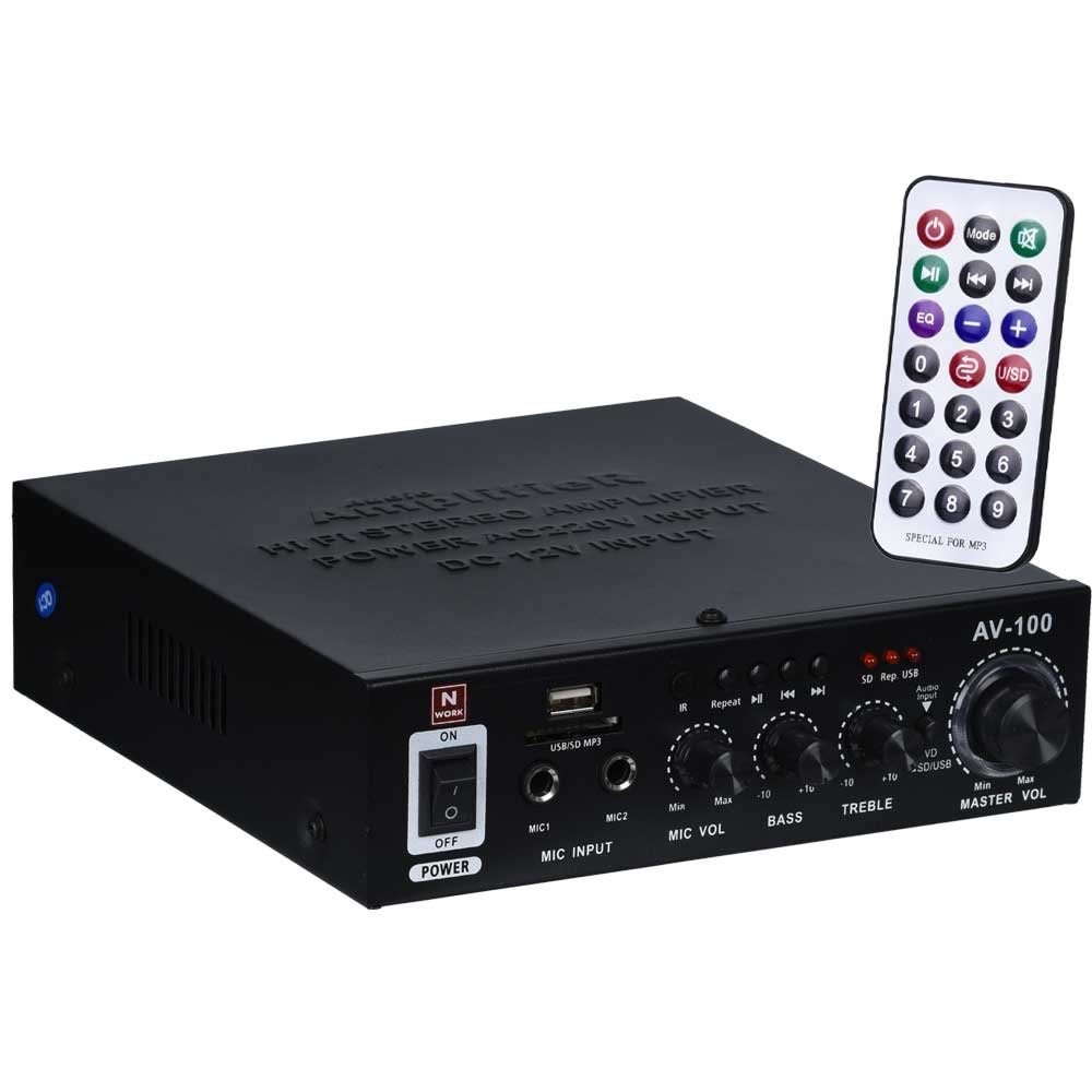 NWORK 2X15W Usb+Sd Stereo Amfi AV-100