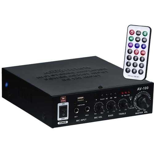 NWORK 2X15W Usb+Sd Stereo Amfi AV-100