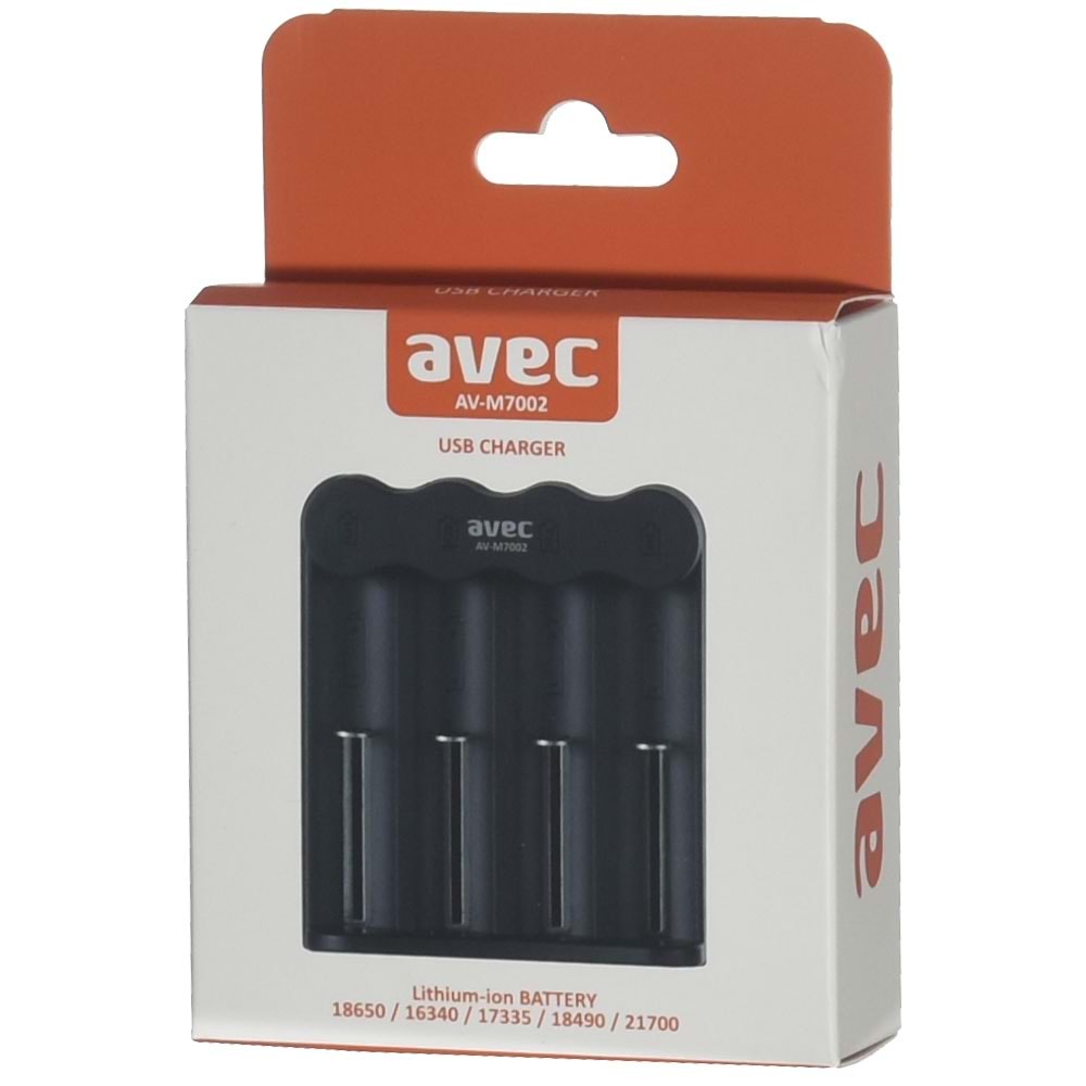 AVEC 18650-16340-17335-18490-21700 4 Lü Lithiım-İon Usb Li Pil Şarj Cihazı AV-M7002