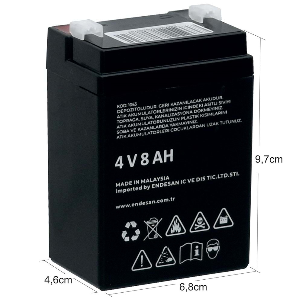 EXELON 4V 8A Siyah Kuru Bakımsız Akü EB-4V8