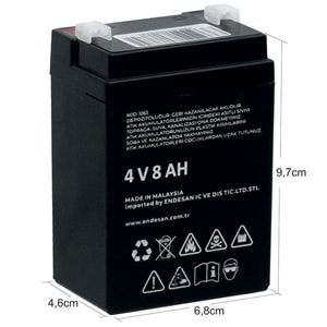 EXELON 4V 8A Siyah Kuru Bakımsız Akü EB-4V8