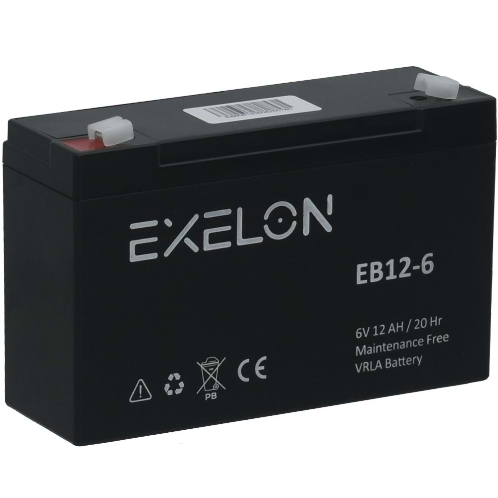 EXELON 6V 12A Siyah Kuru Bakımsız Akü EB-6V12