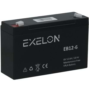 EXELON 6V 12A Siyah Kuru Bakımsız Akü EB-6V12