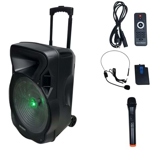 ELEKTROMASTER 30 cm Bluetooth' lu 1 El 1 Yaka 150W Portatif Aktif Kabin Hoparlör ES-3030