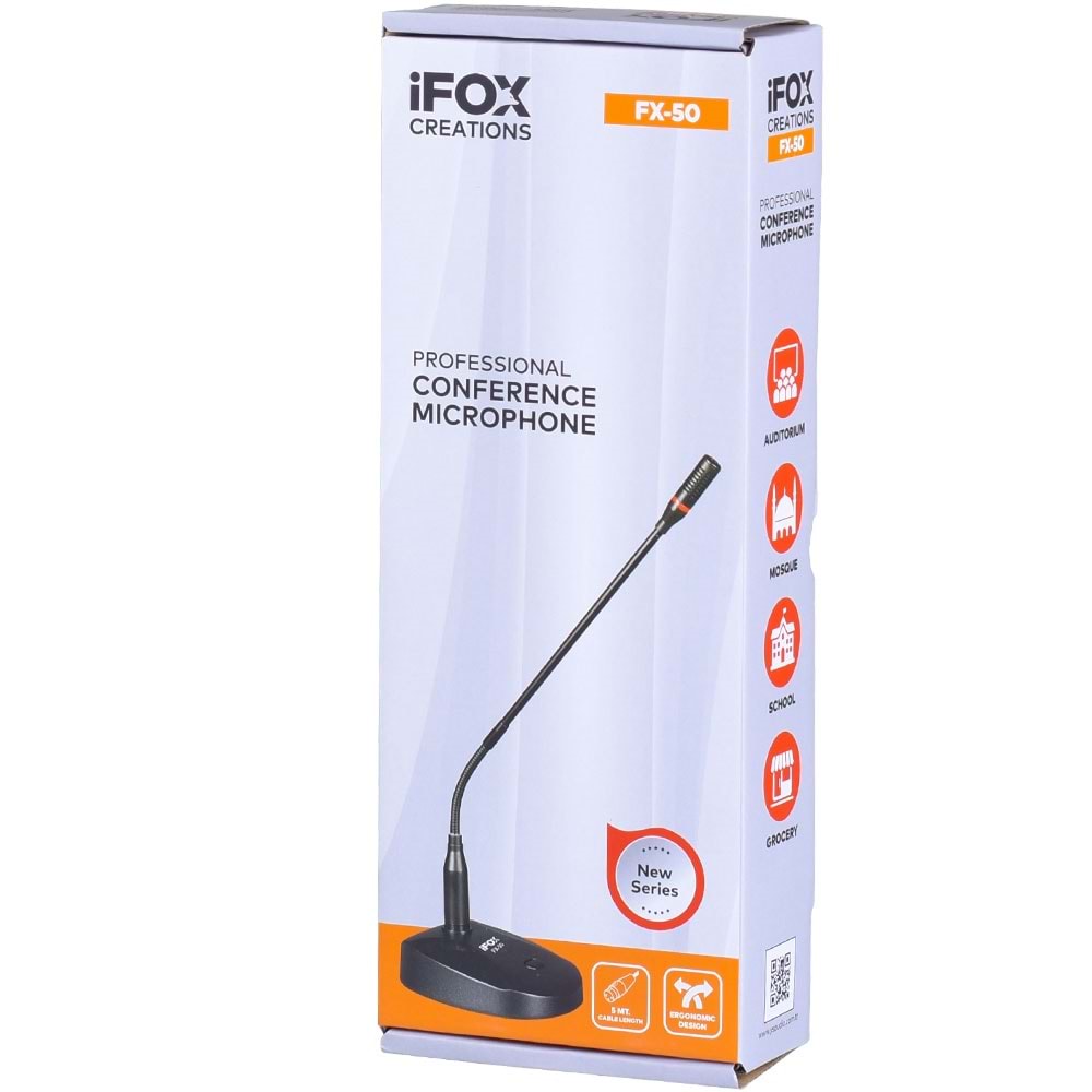 IFOX Kablolu Işıklı Ding-Dong Kürsü Mikrofonu FX-50