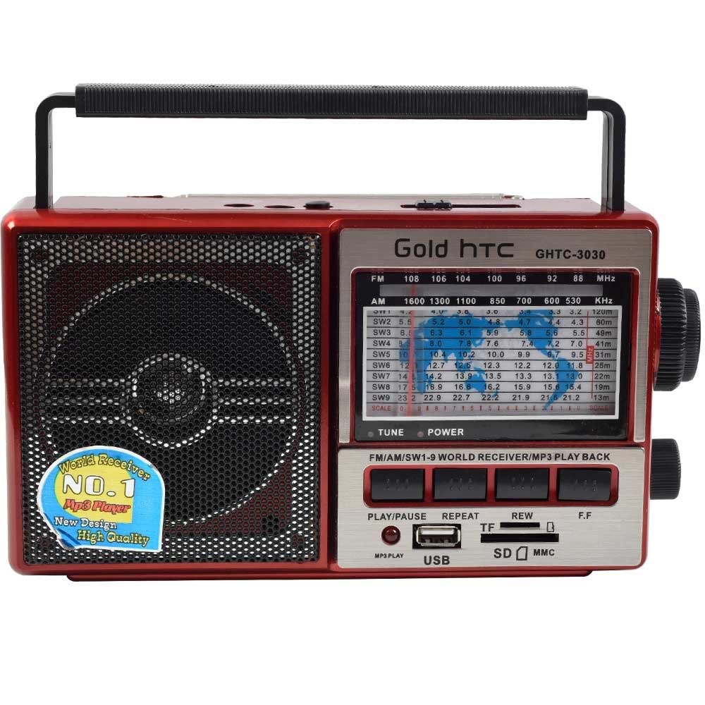 GOLD HTC Usb Bluetooth lu Şarjlı ve Pilli FM Radyo GHTC-3030 BT