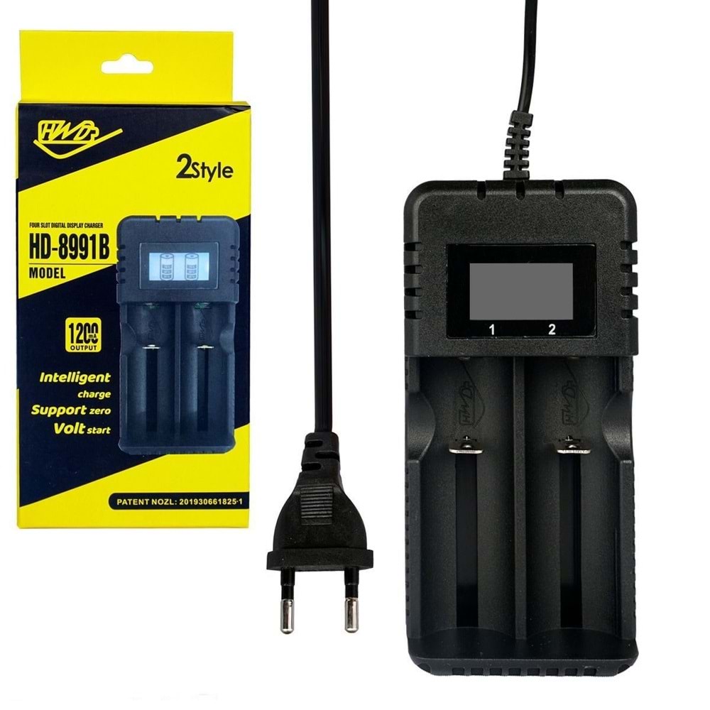 HWD 18650 Pil Şarj Cihazı Digital Ekranlı Ciftli HD-8991 A