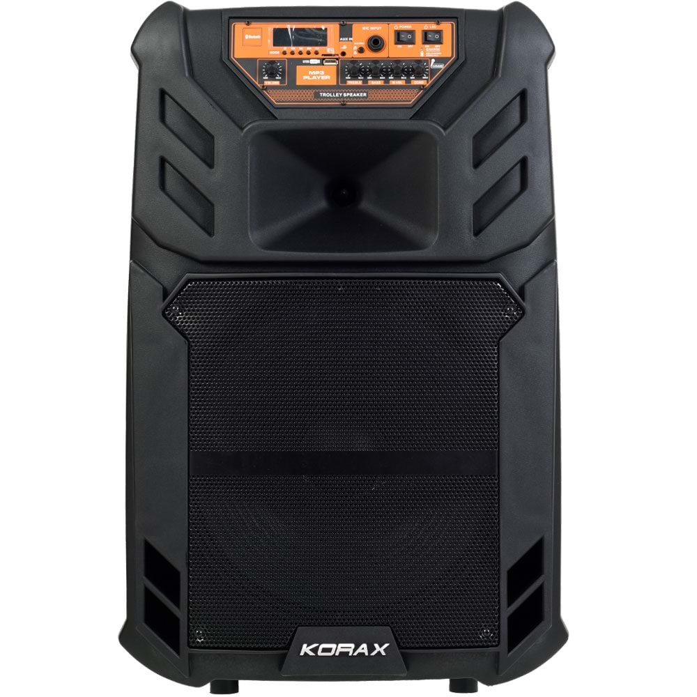 KORAX 15'' 120W Bluetooth ve USB Girişli 1 El 1 Yaka Mikrofonlu Portatif Aktif Kabin KX-MAX-38 PLUS
