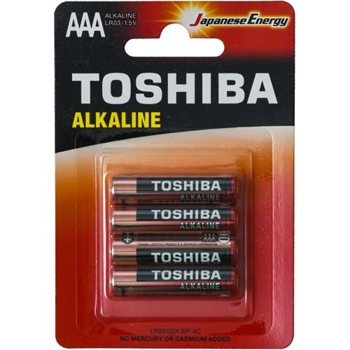 TOSHIBA AAA İnce Alkalin Pil 4 Lü Blister LR03GCA-4 BLS