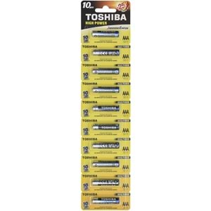 TOSHIBA AAA Alkaline Hıgh Power İnce Kalem Pil 10 Lu Kartela LR03GCP-10 KRT