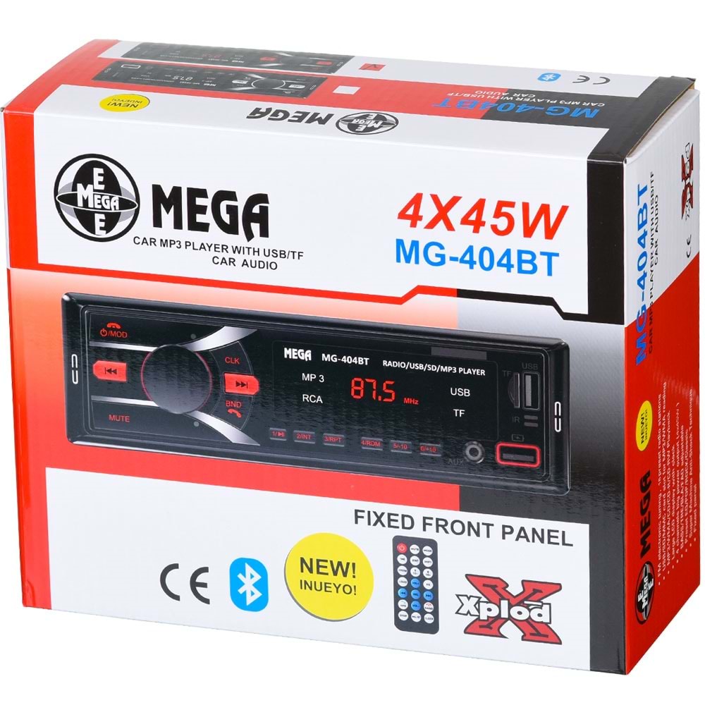 MEGA Bluetooth ve Çift USB Girişli Radyo Oto Teyp MG-404 BT