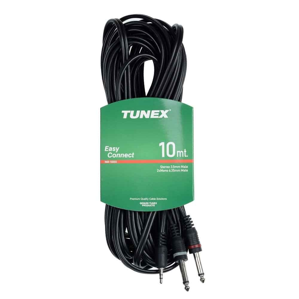 TUNEX 3,5 mm ST Erkek 2X6,3 mm Mono Erkek 10 mt Kablo MR-1000