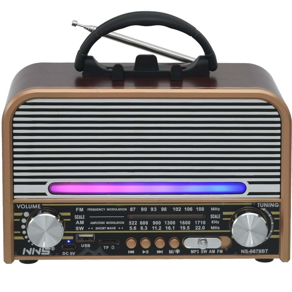NNS Usb Bluetooth lu Şarjlı FM Radyo NS-6678 BT