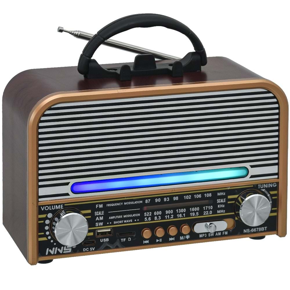 NNS Usb Bluetooth lu Şarjlı FM Radyo NS-6678 BT