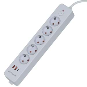 NİVATECH 5 Li 3 Mt USB Şarjlı Akım Korumalı Topraklı Priz NTC-5220-3