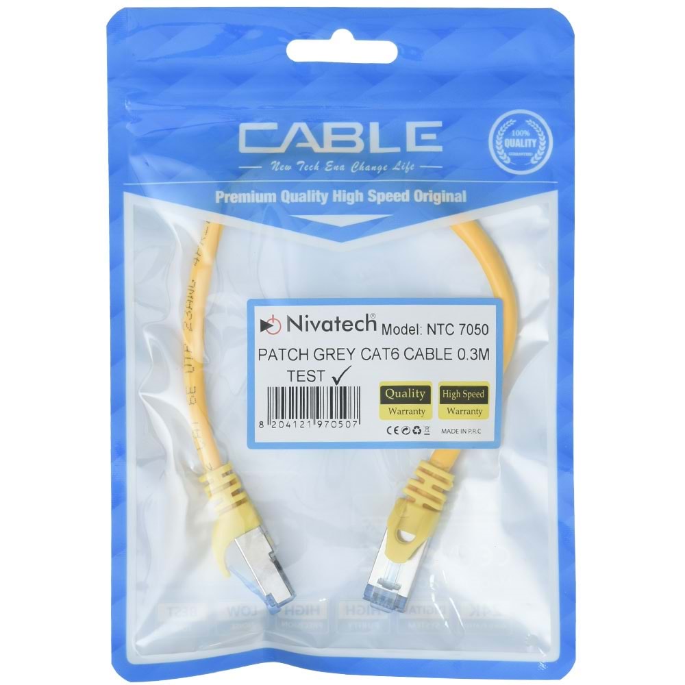 NIVATECH 30 Cm Cat6 Pluglu Kablo NTC-7050 SARI