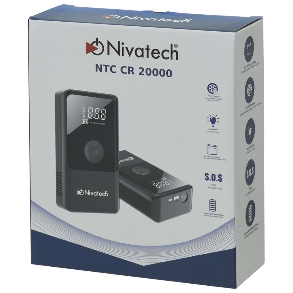 NİVATECH 12V Hava Kompresörü Ve Akü Takviye Cihazı NTC-CR 20000