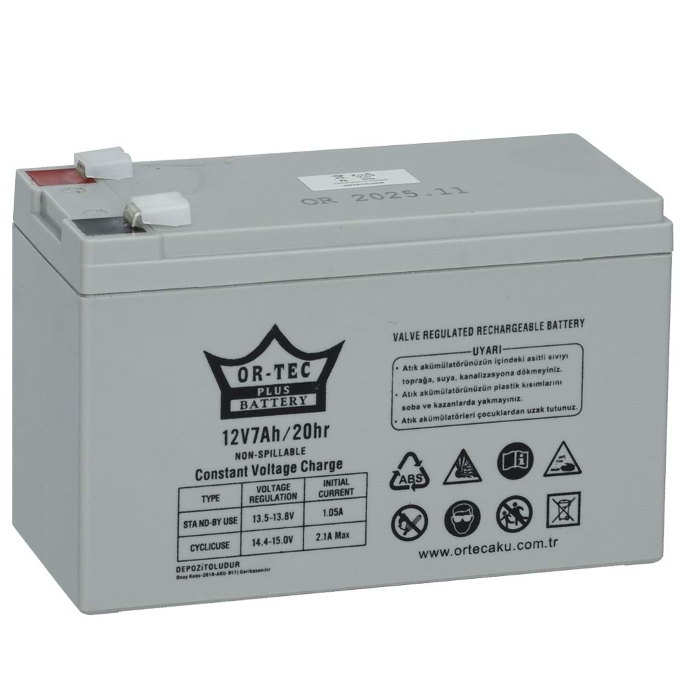 ORTEC 12V 7A Kuru Tip Akü Gri ORTEC-12V7 G