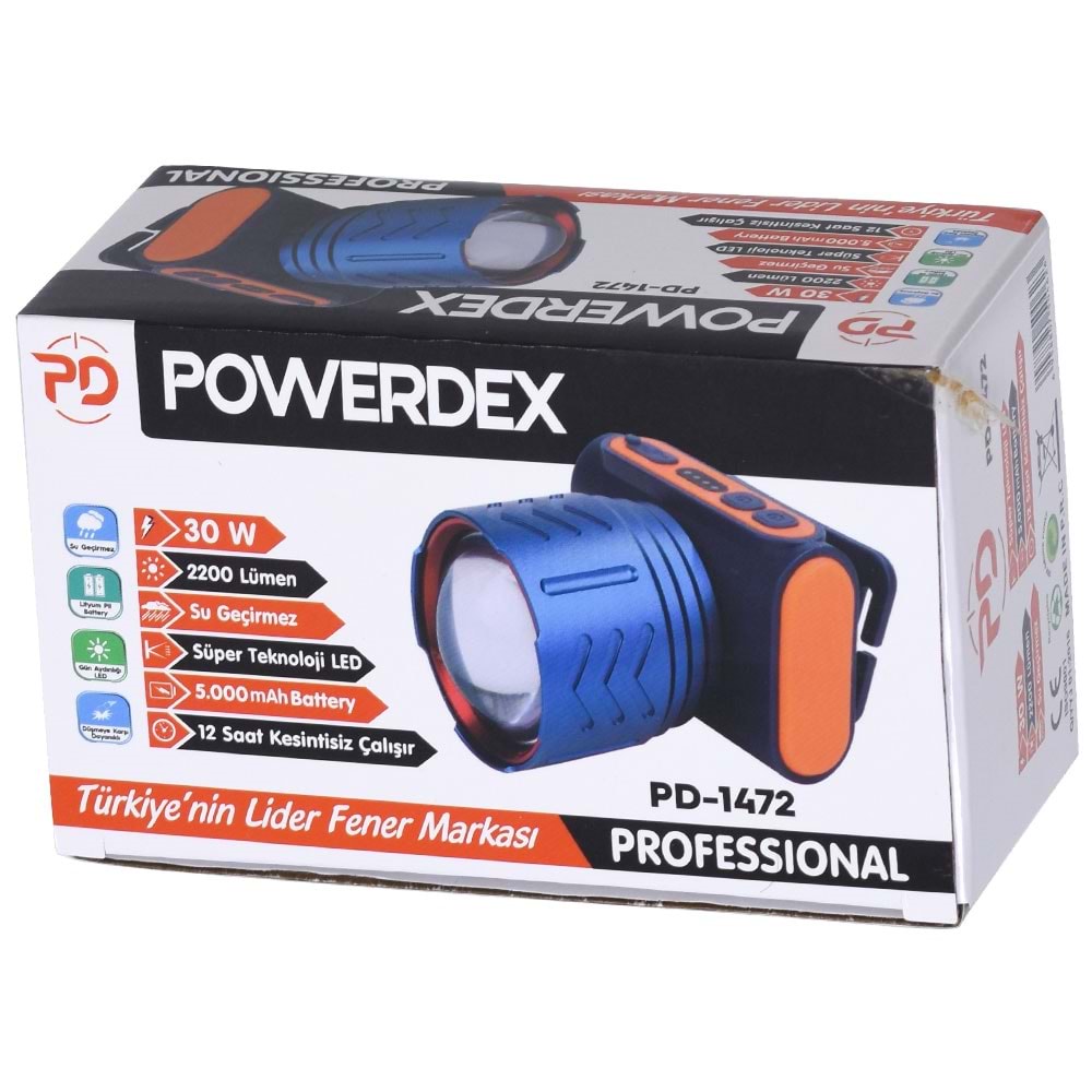 POWERDEX 30W Şarjlı Kafa Lambası PD-1472