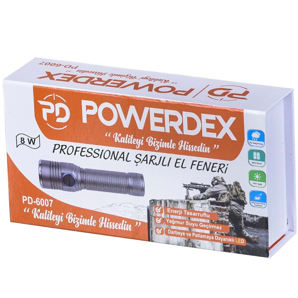 POWERDEX 8W Şarjlı El Feneri PD-6007