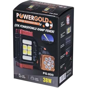 POWERGOLD 38W Solar Ve Usb Şarjlı Fener PG-800