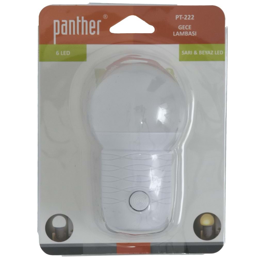 PANTHER 6X1 W Led Sarı - Beyaz Işıklı Gece Lambası PT-222