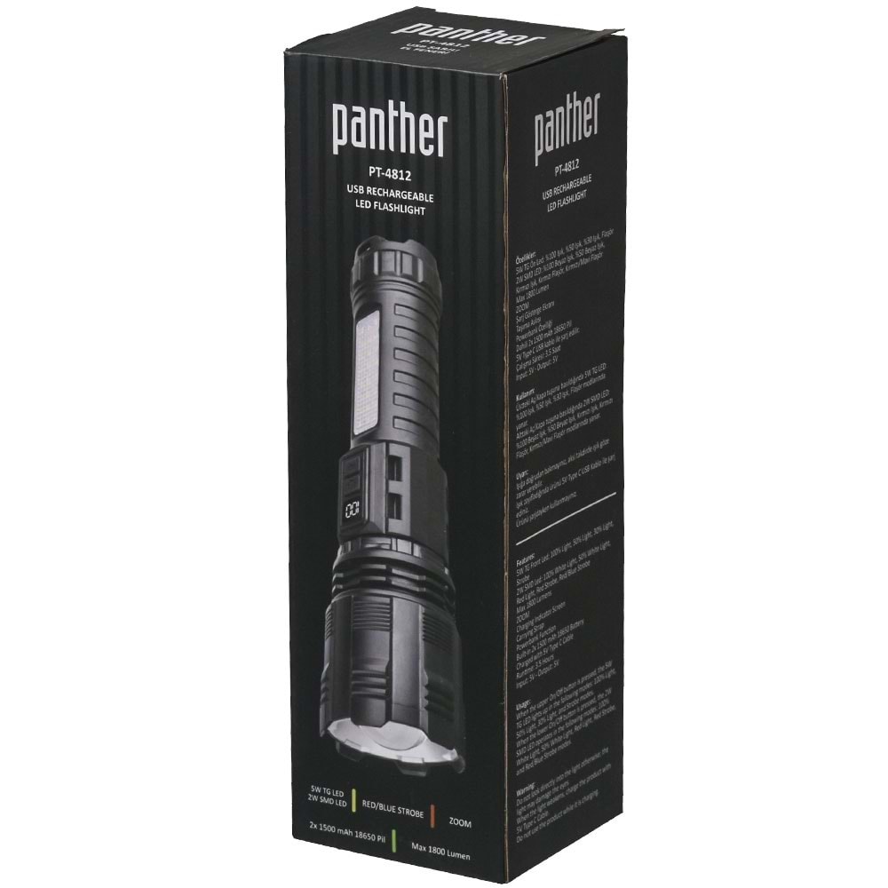 PANTHER Usb Şarjlı El Feneri PT-4812