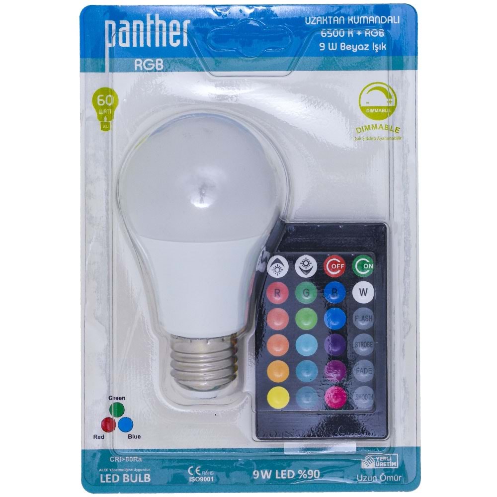 PANTHER 9W RGB Kumandalı LED Ampul PT-RGB
