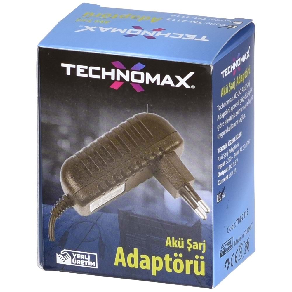 TECHNOMAX 6V 2A Akü Şarj Cihazı TM-2113